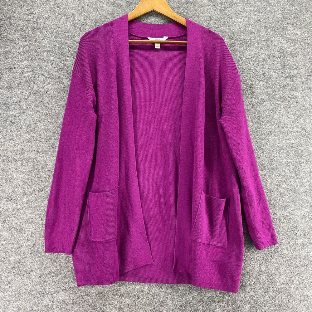 5/$45 Terra & Sky Cardigan Women 1X Plus Purple Open Front Knit Long Sleeve